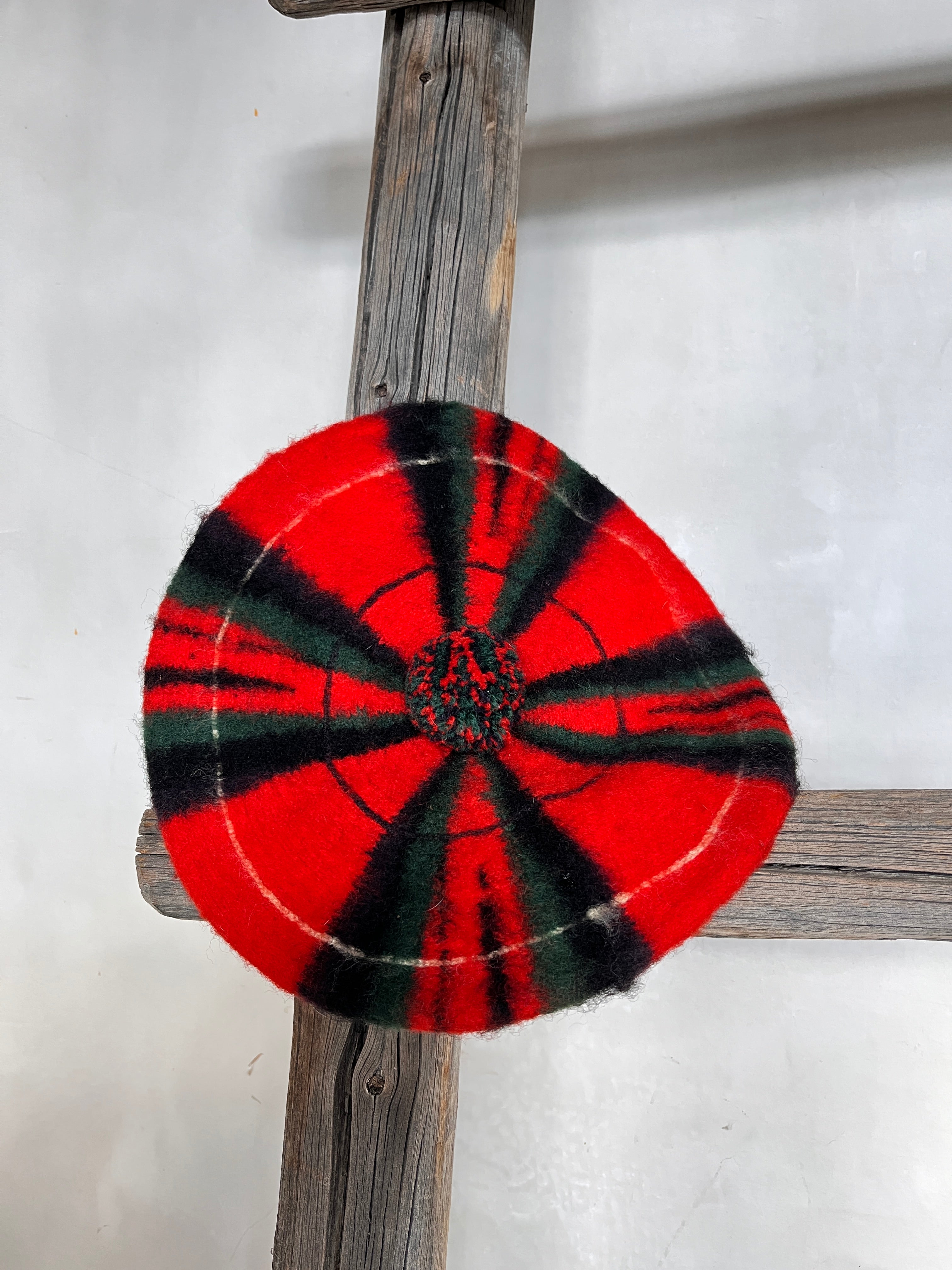 1960s Wool Plaid Baret (Red,Green)