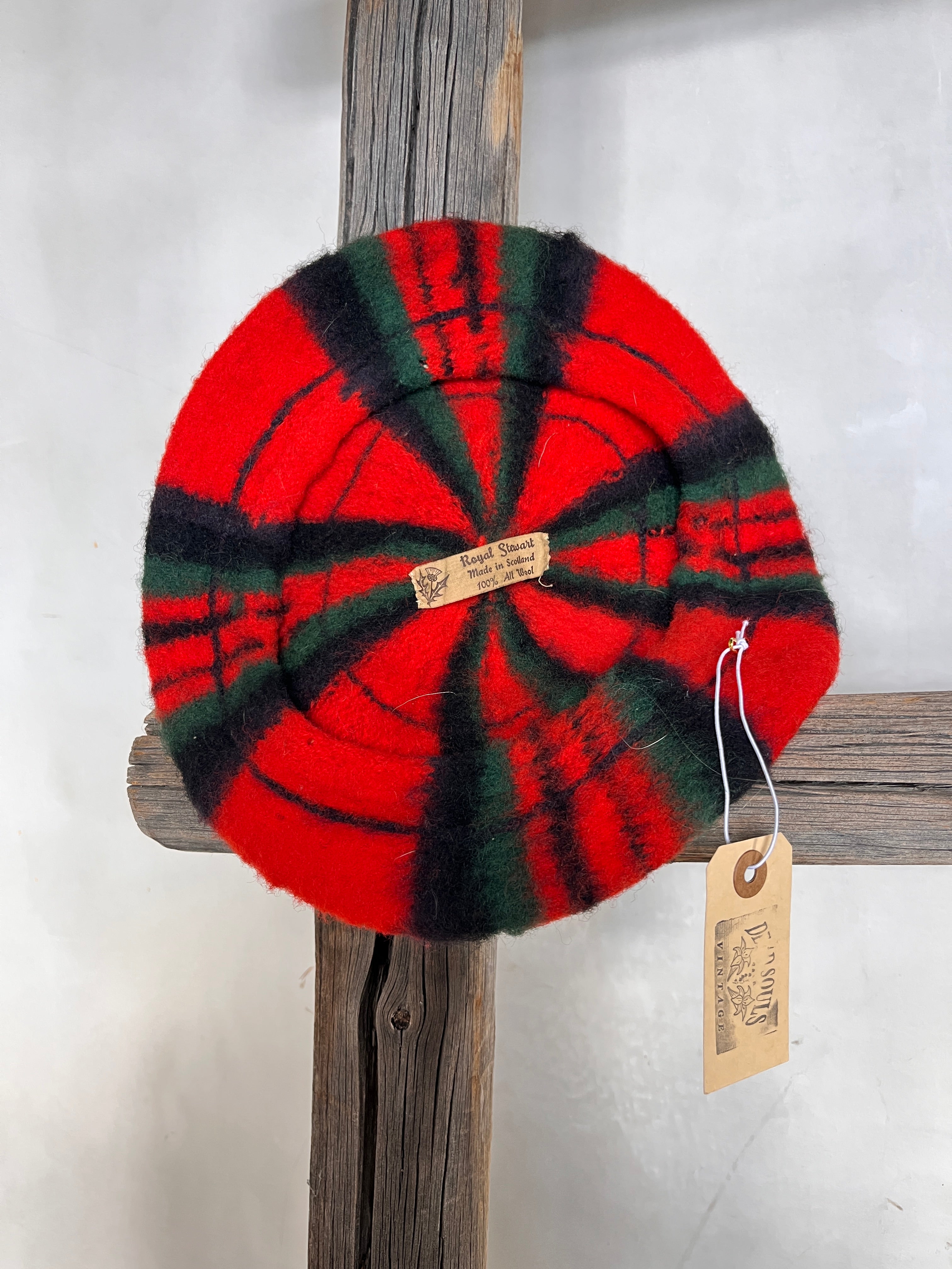 1960s Wool Plaid Baret (Red,Green)