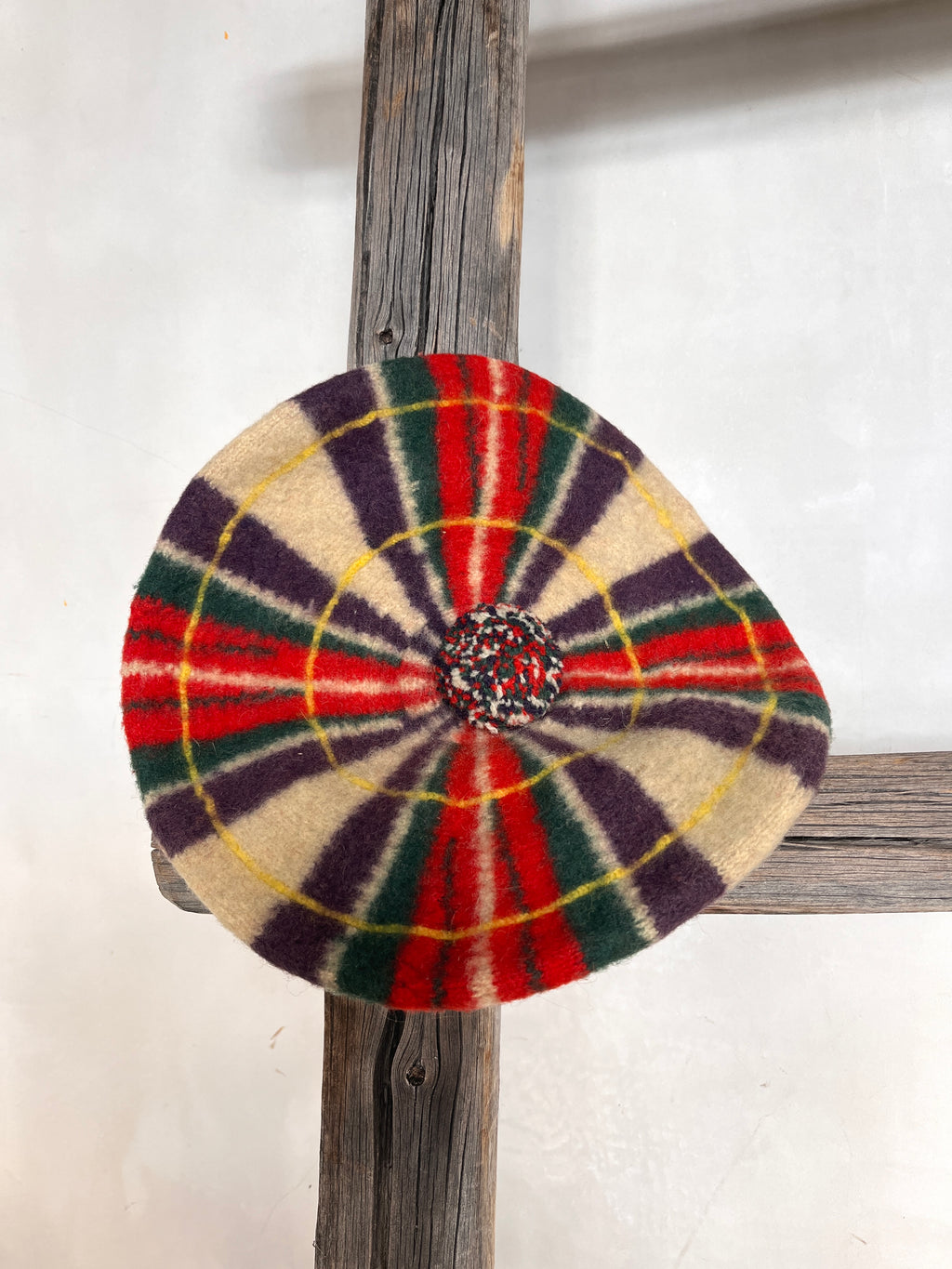 1960s Wool Plaid Baret (Purple,Red)