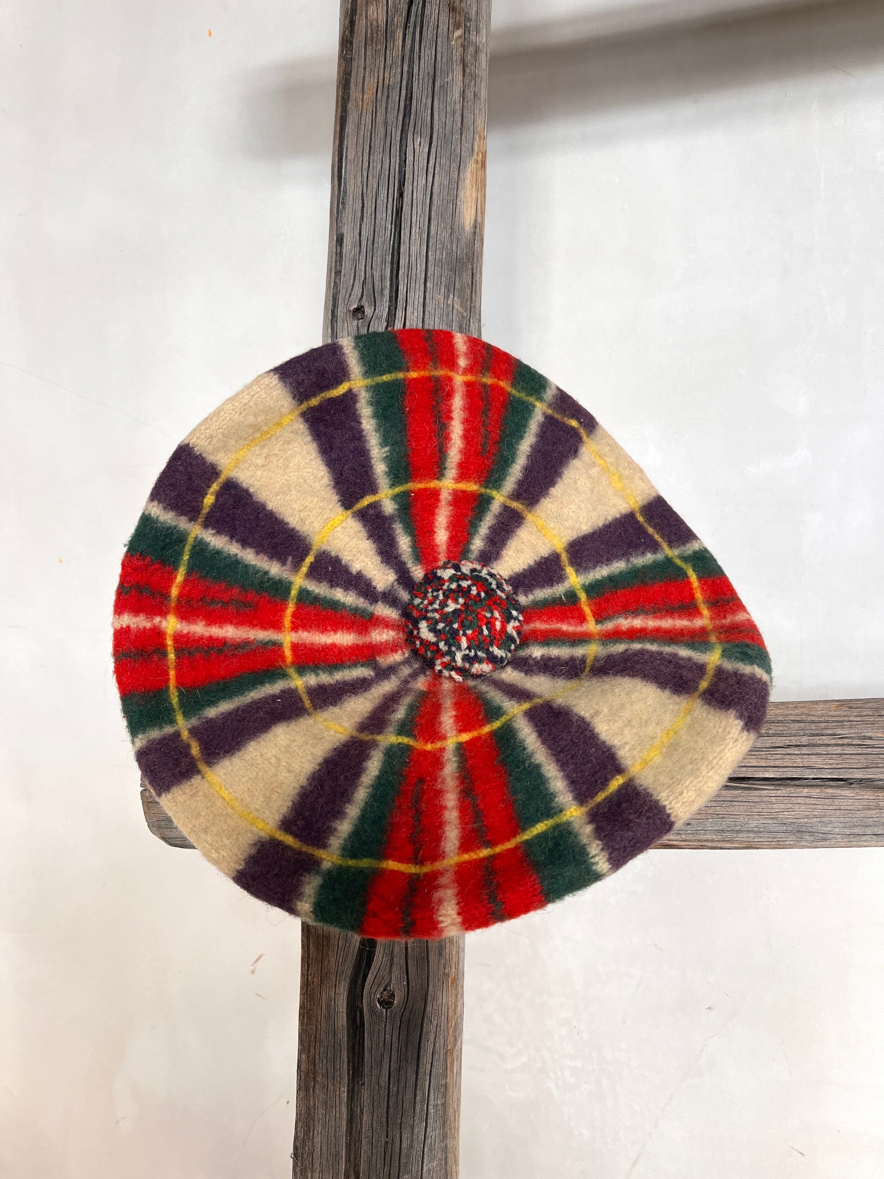 1960s Wool Plaid Baret (Purple,Red)