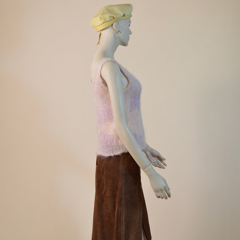 Vintage angora pink and purple faded tie dye knit tank