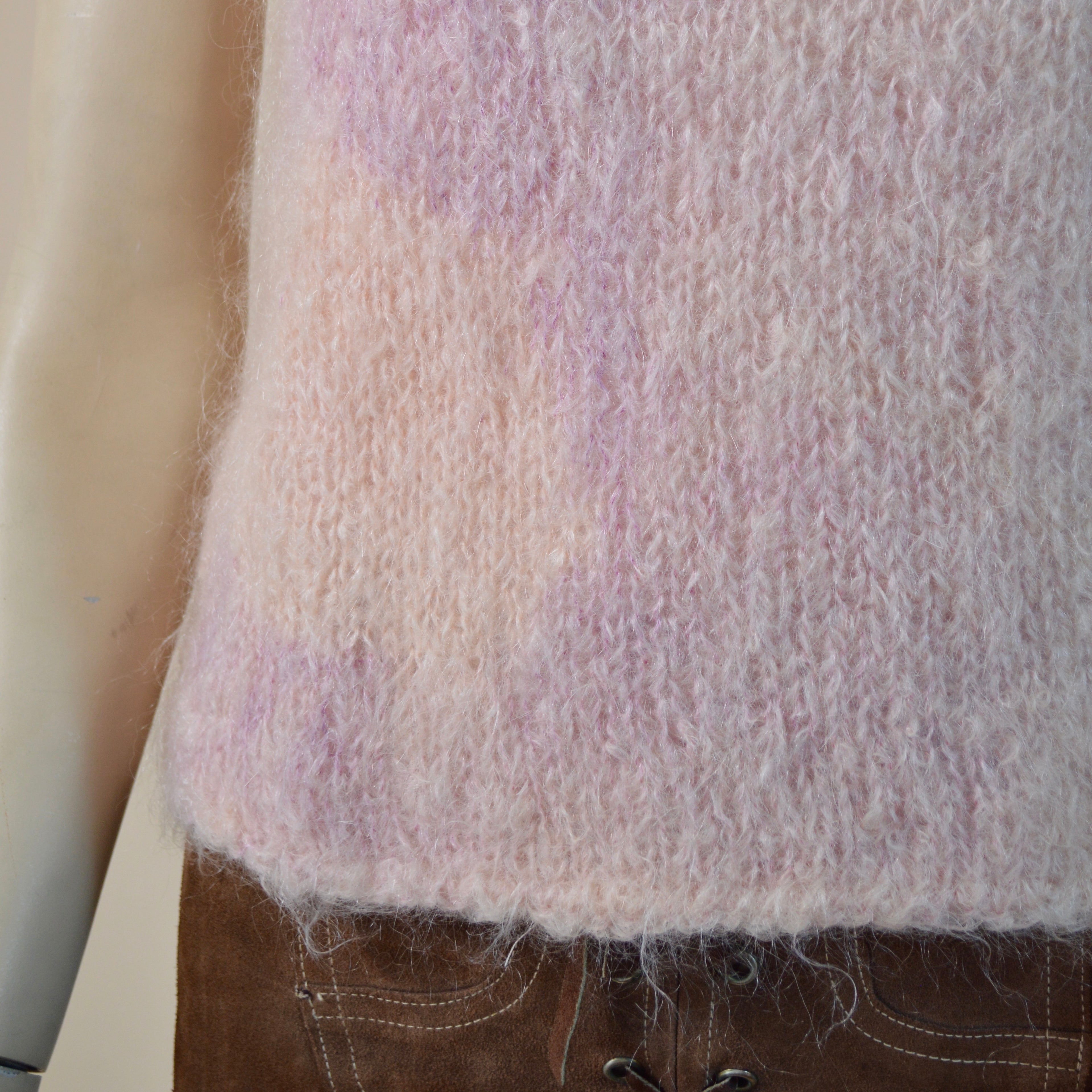 Vintage angora pink and purple faded tie dye knit tank