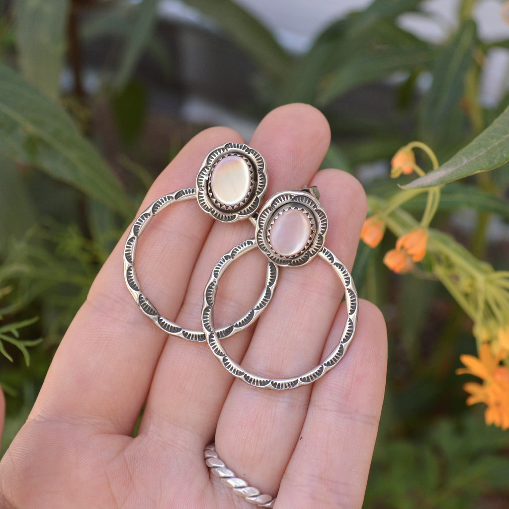 Vintage Navajo Sterling and Pink Mussel Shell Earrings