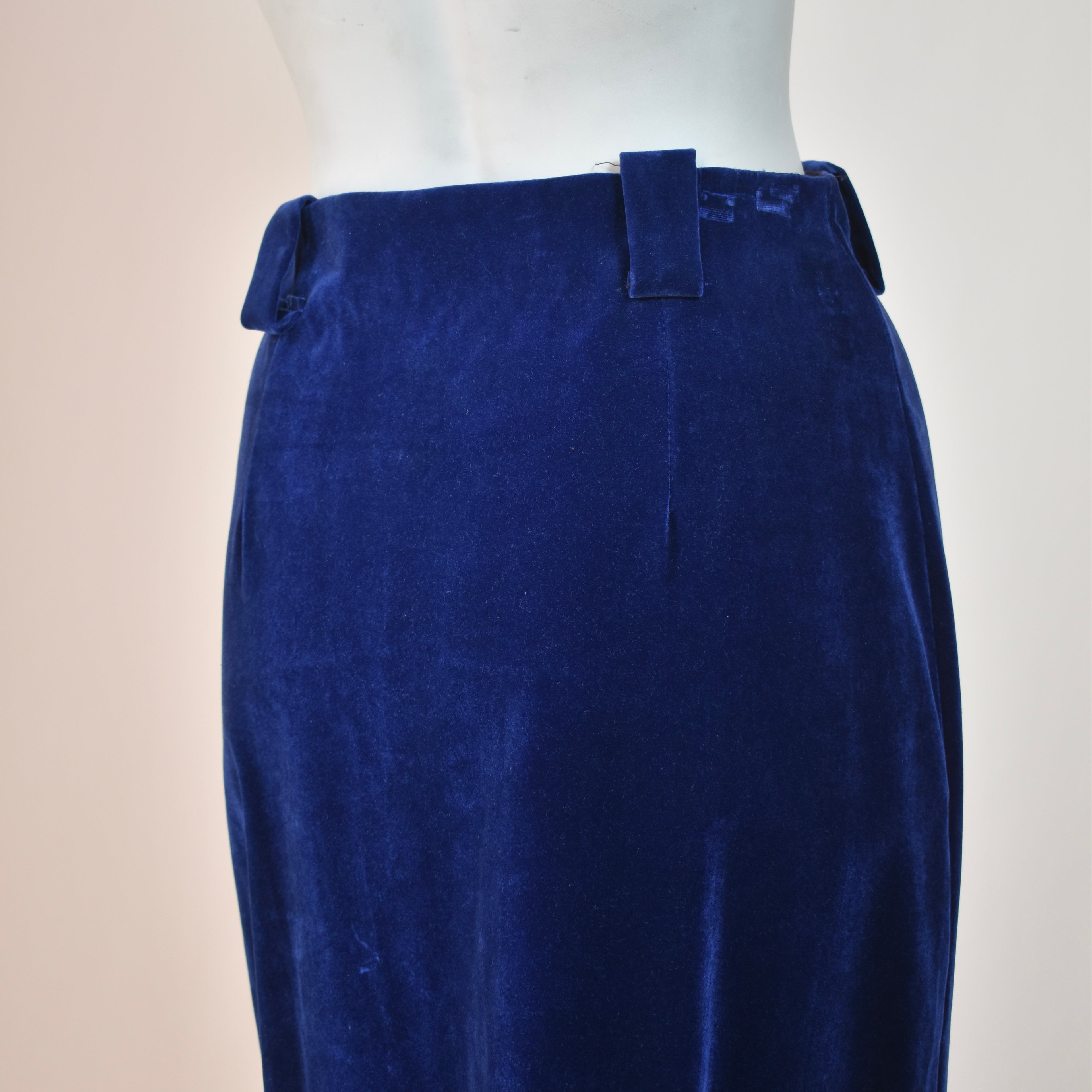 1970s Deadstock Blue Velvet Maxi Skirt