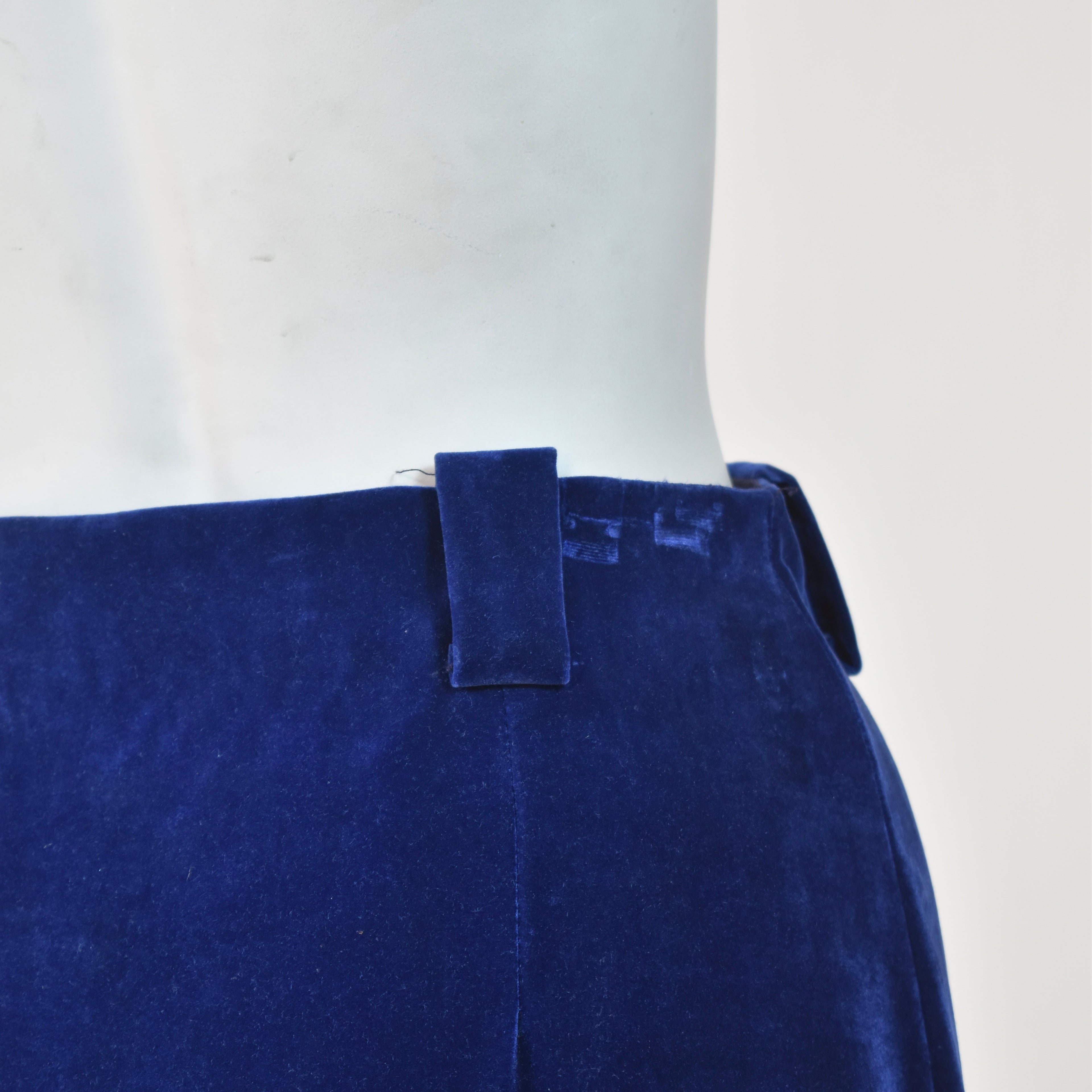 1970s Deadstock Blue Velvet Maxi Skirt