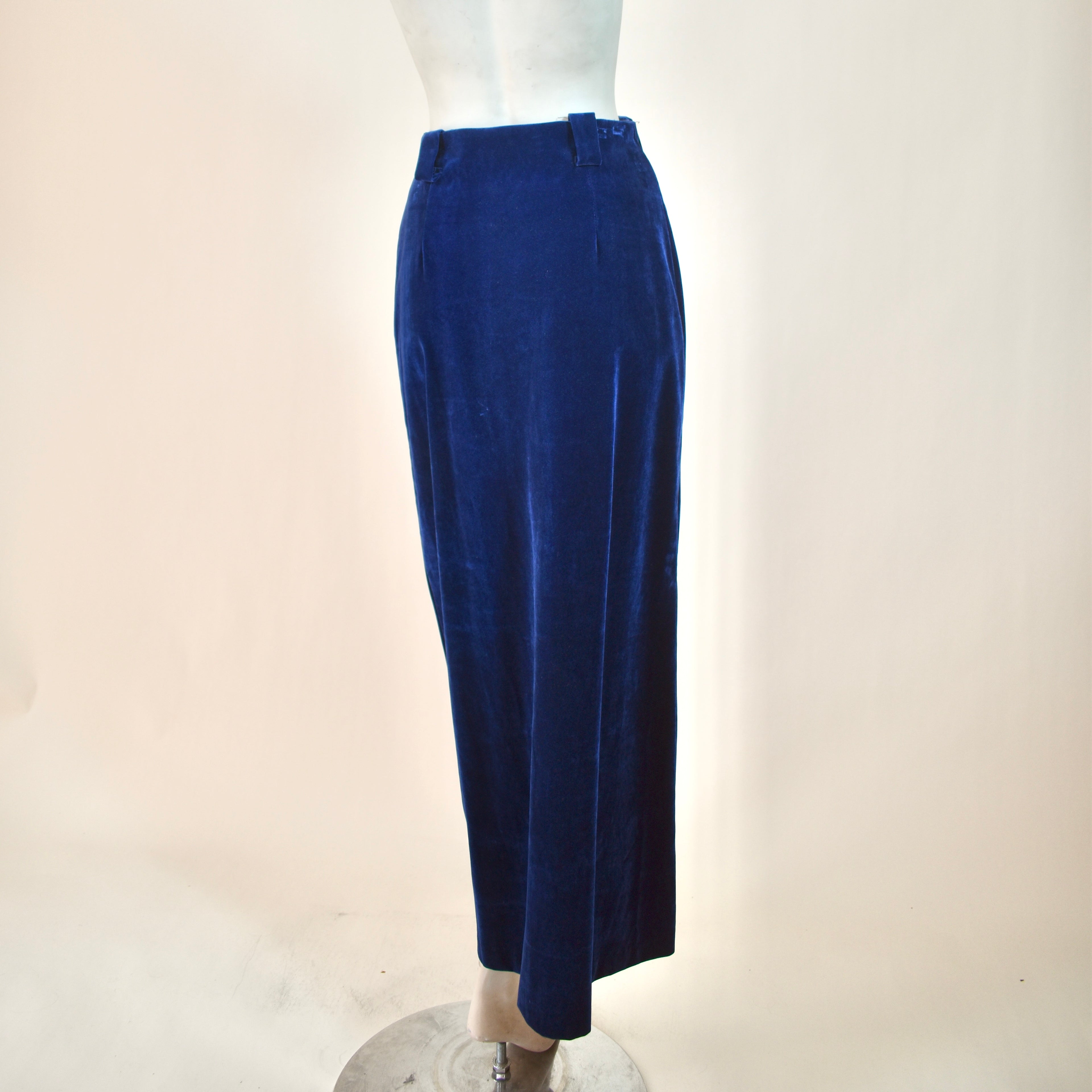 1970s Deadstock Blue Velvet Maxi Skirt