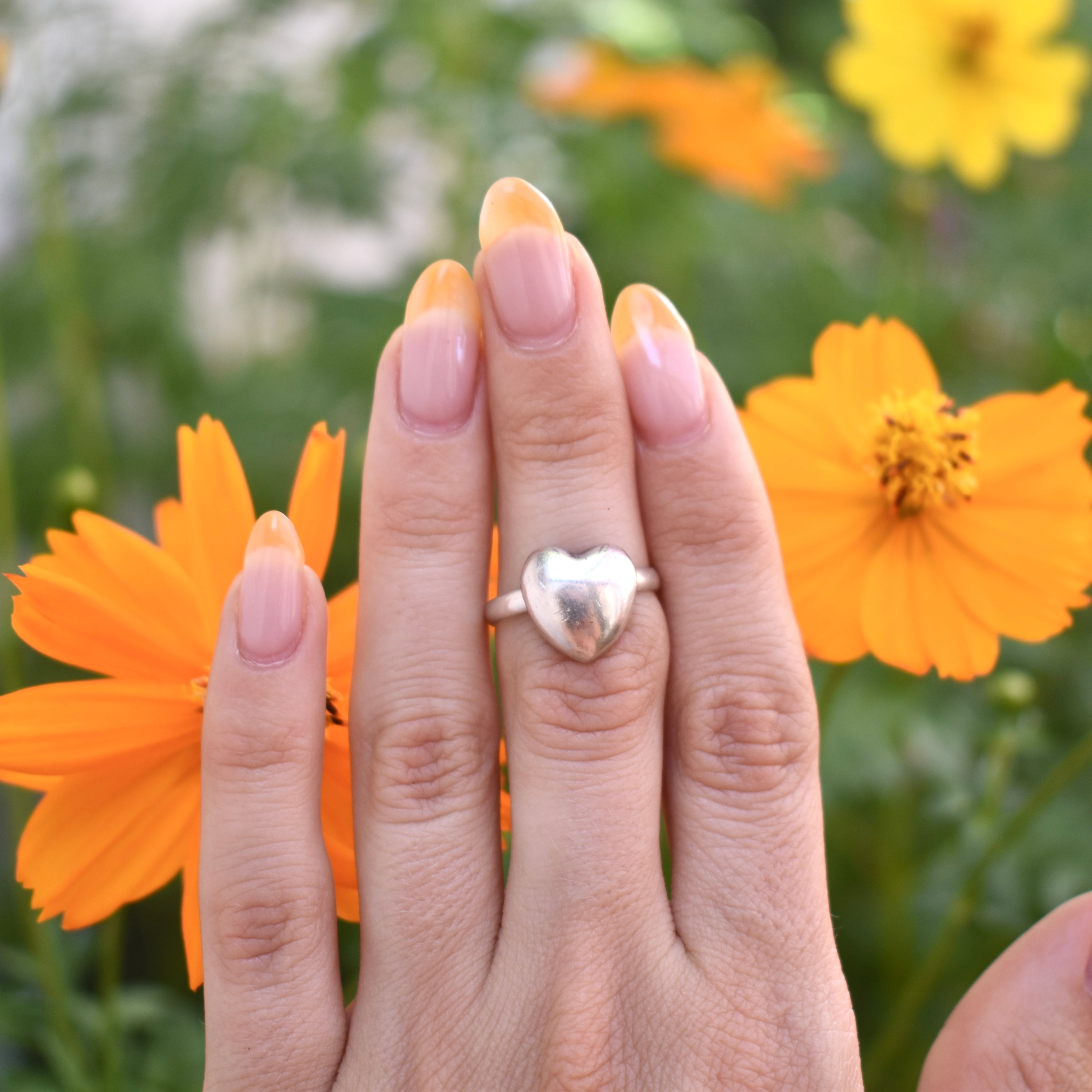 Vintage Sterling Silver Puffy Heart Ring