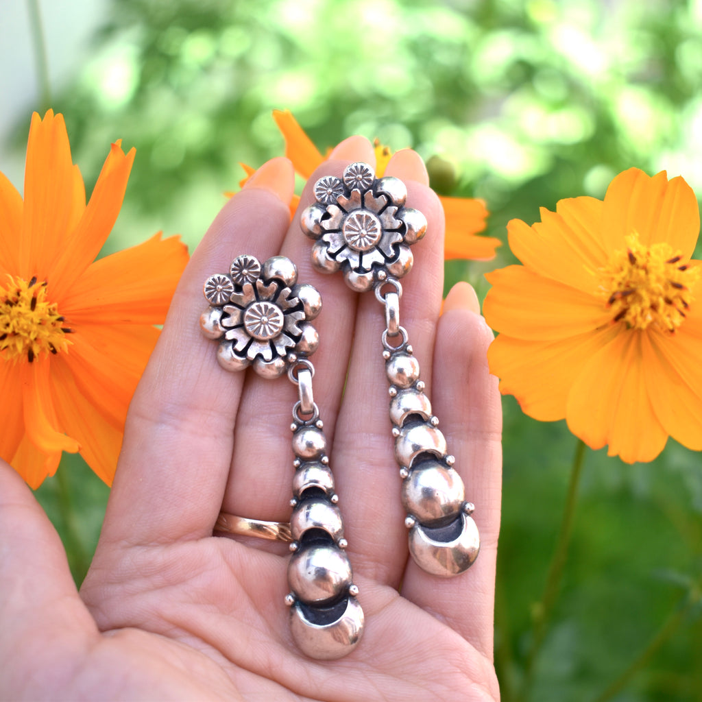 Clem Nalwood Sterling Silver Floral Earrings