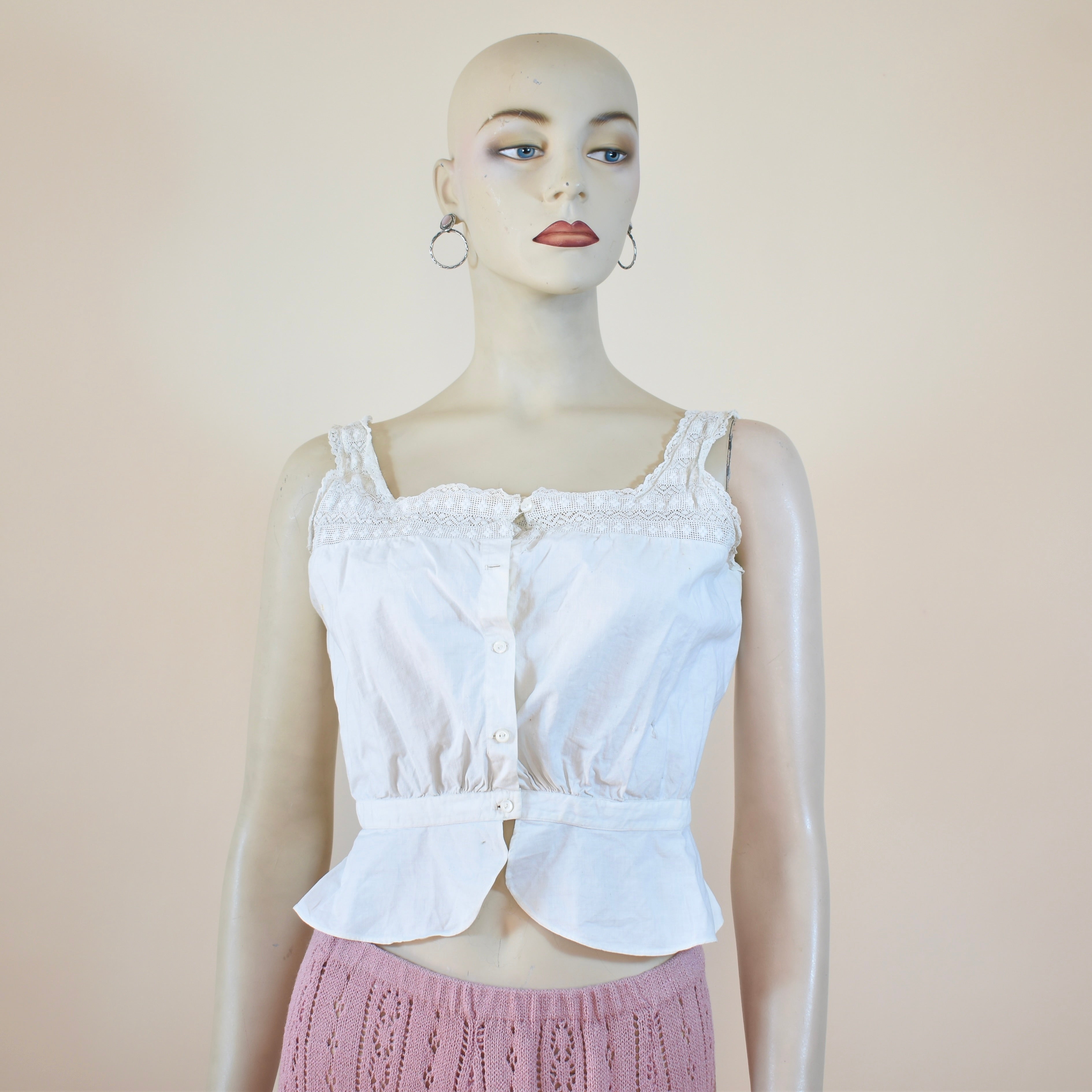 Antique Corset Cover with Detailed Crochet Yoke