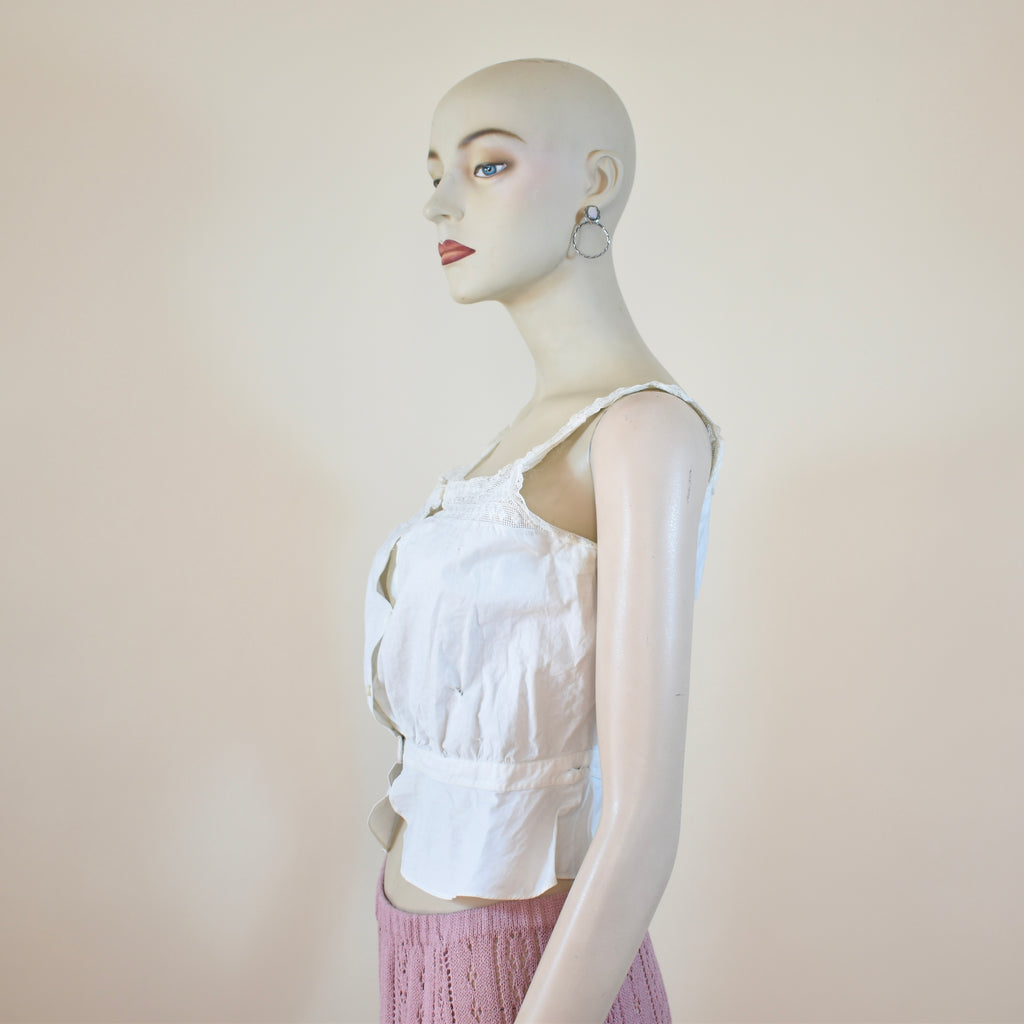 Antique Corset Cover with Detailed Crochet Yoke