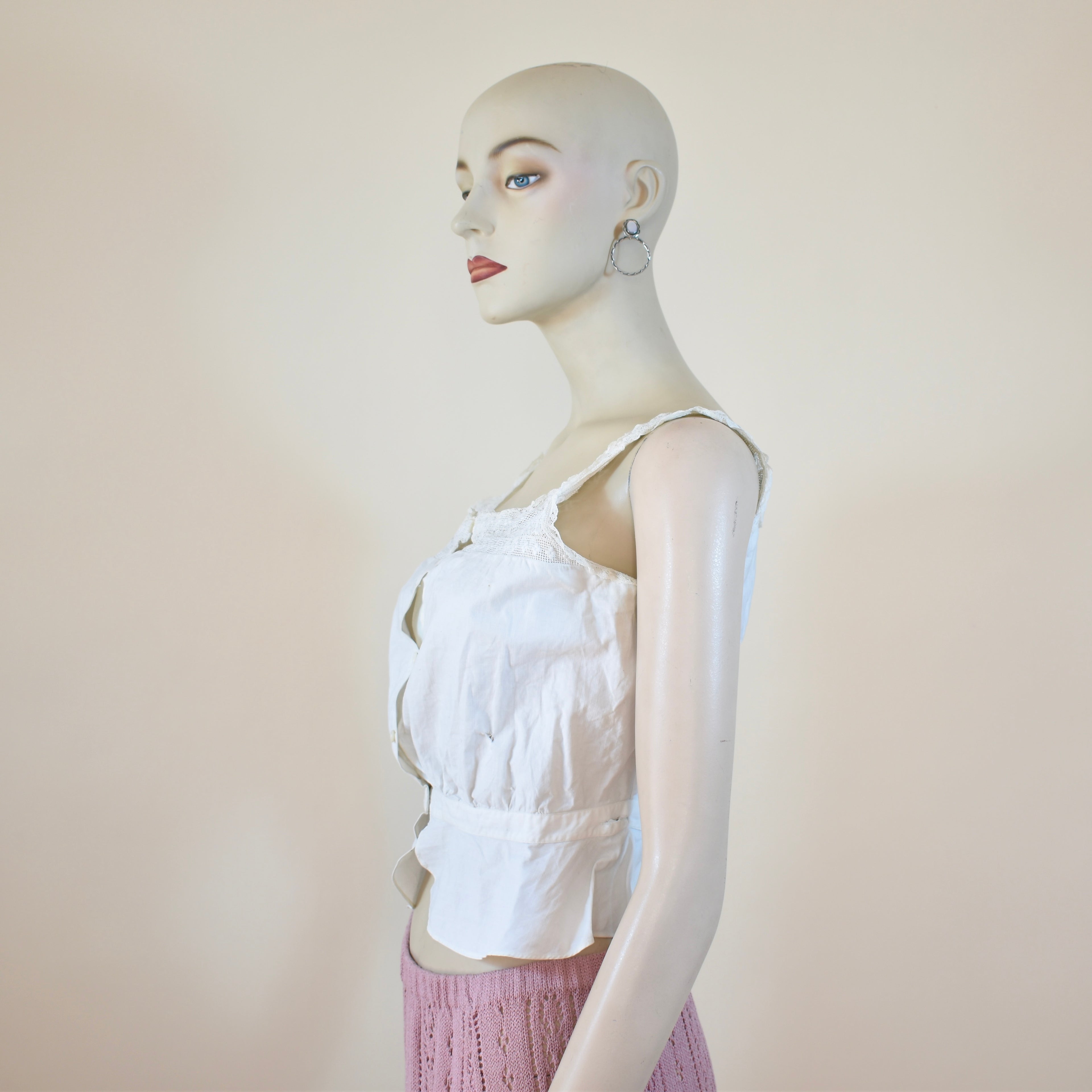 Antique Corset Cover with Detailed Crochet Yoke