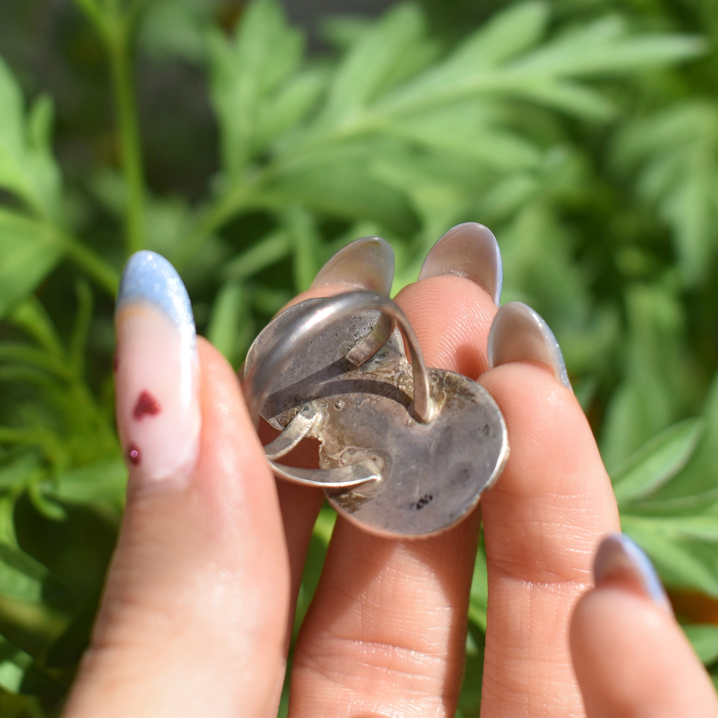 Vintage Navajo sterling silver ring with turquoise and red Mediterranean cora