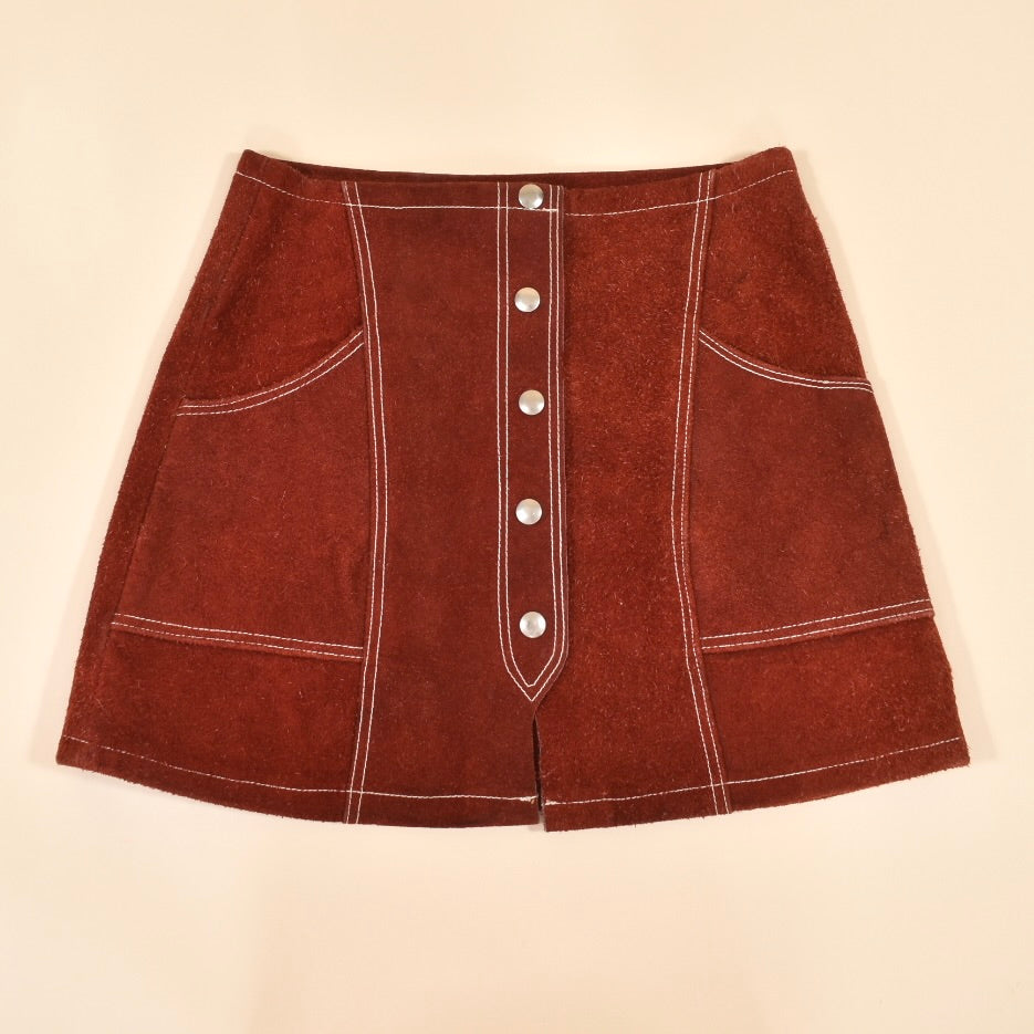 1960s Suede Leather Mini Skirt