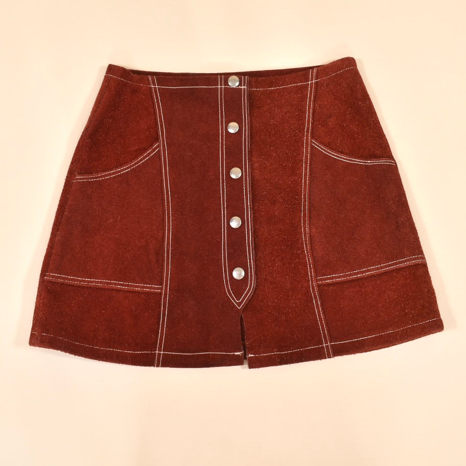 1960s Suede Leather Mini Skirt